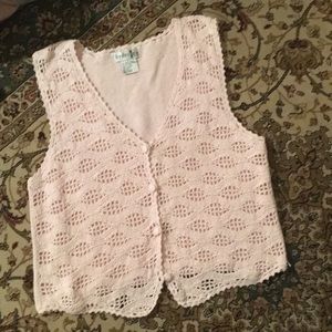 Vintage crochet sweater vest.  Light pink